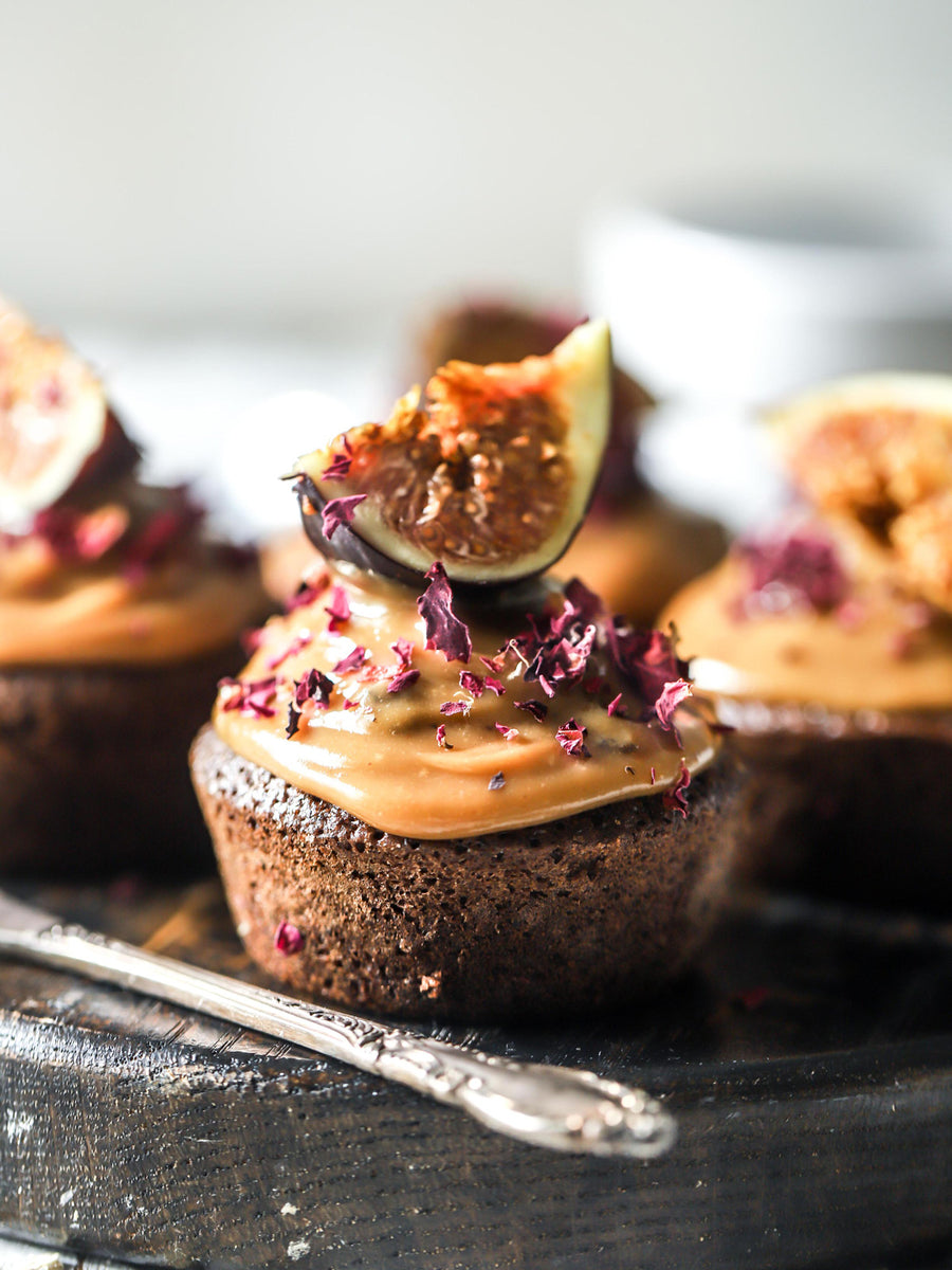 Blueberry cupcakes with peanut butter frosting