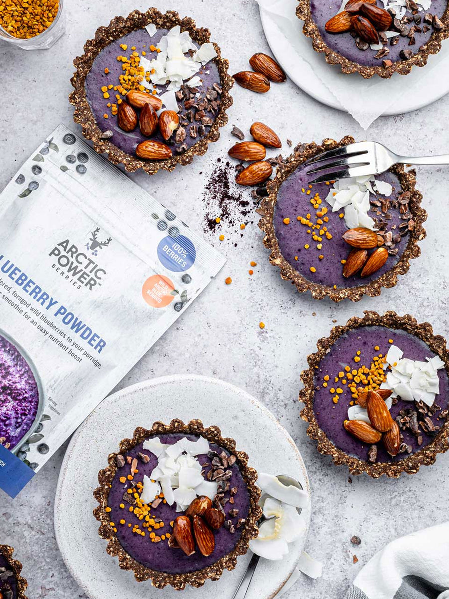 No-bake wild blueberry tarts