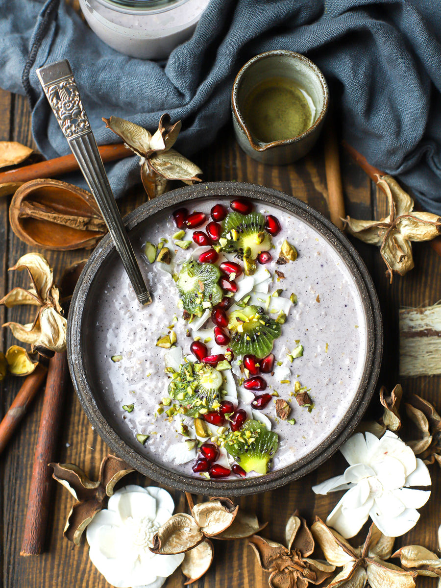 Coconut blackcurrant chia pudding