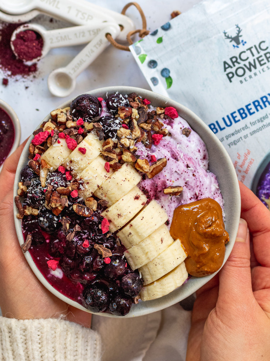 Wild blueberry and pecan yogurt