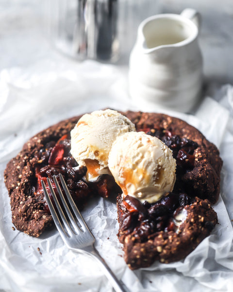Rich chocolate & cranberry mince pie galette