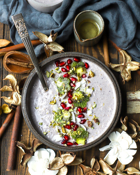 Coconut and blackcurrant chia pudding