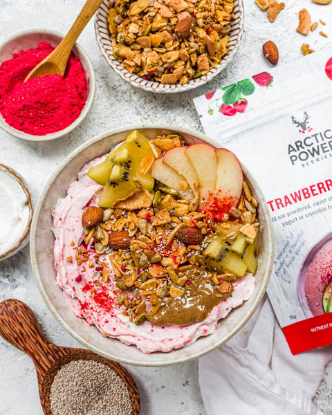 Strawberry and almond yogurt bowl