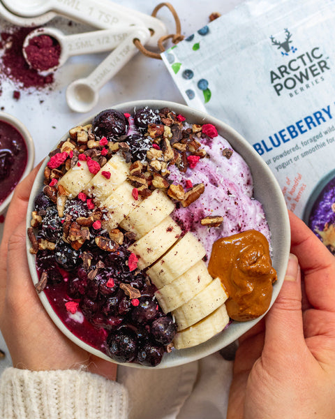 Wild blueberry and pecan yogurt